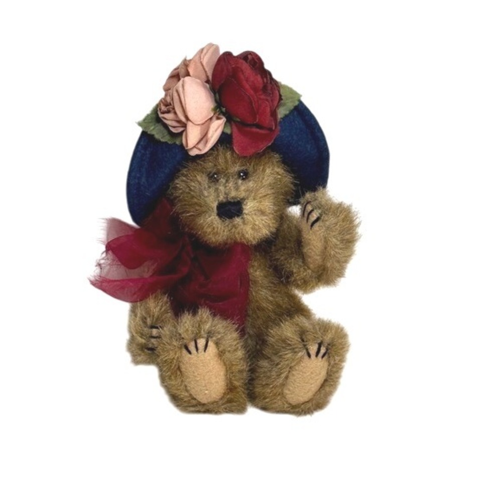 Boyds Collection LTD Bear Plush Archive Series Flower Hat Red‎ Ribbon